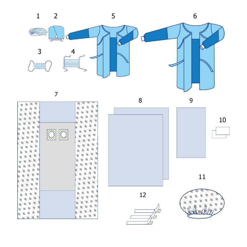 Комплект одягу та покриттів операційних для кардіологічних операцій коронарографія №6 Taipan-Pharm стерильний